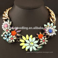 2015 trendy fashion European big chain flower resin big stone necklace